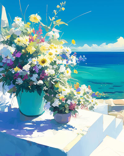 Blumenstrauß am Meer Diamond Painting