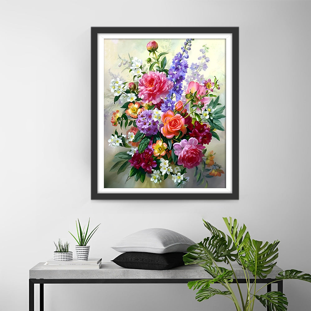 Blumenstrauß aus Rosen und Flieder Diamond Painting
