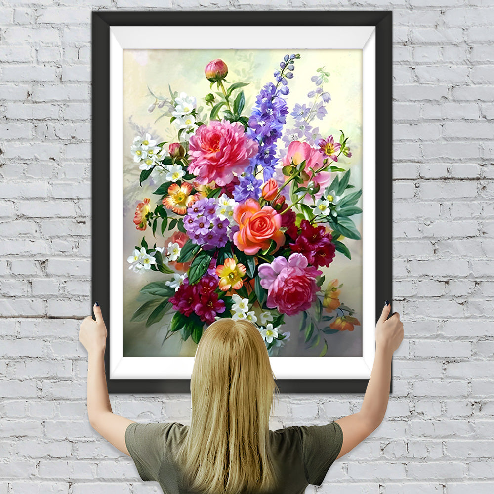 Blumenstrauß aus Rosen und Flieder Diamond Painting
