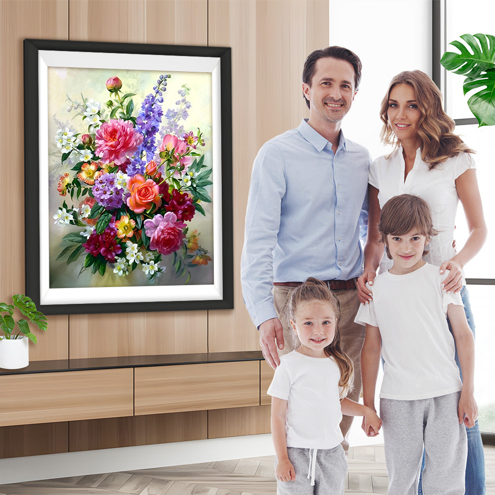 Blumenstrauß aus Rosen und Flieder Diamond Painting