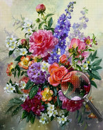 Blumenstrauß aus Rosen und Flieder Diamond Painting