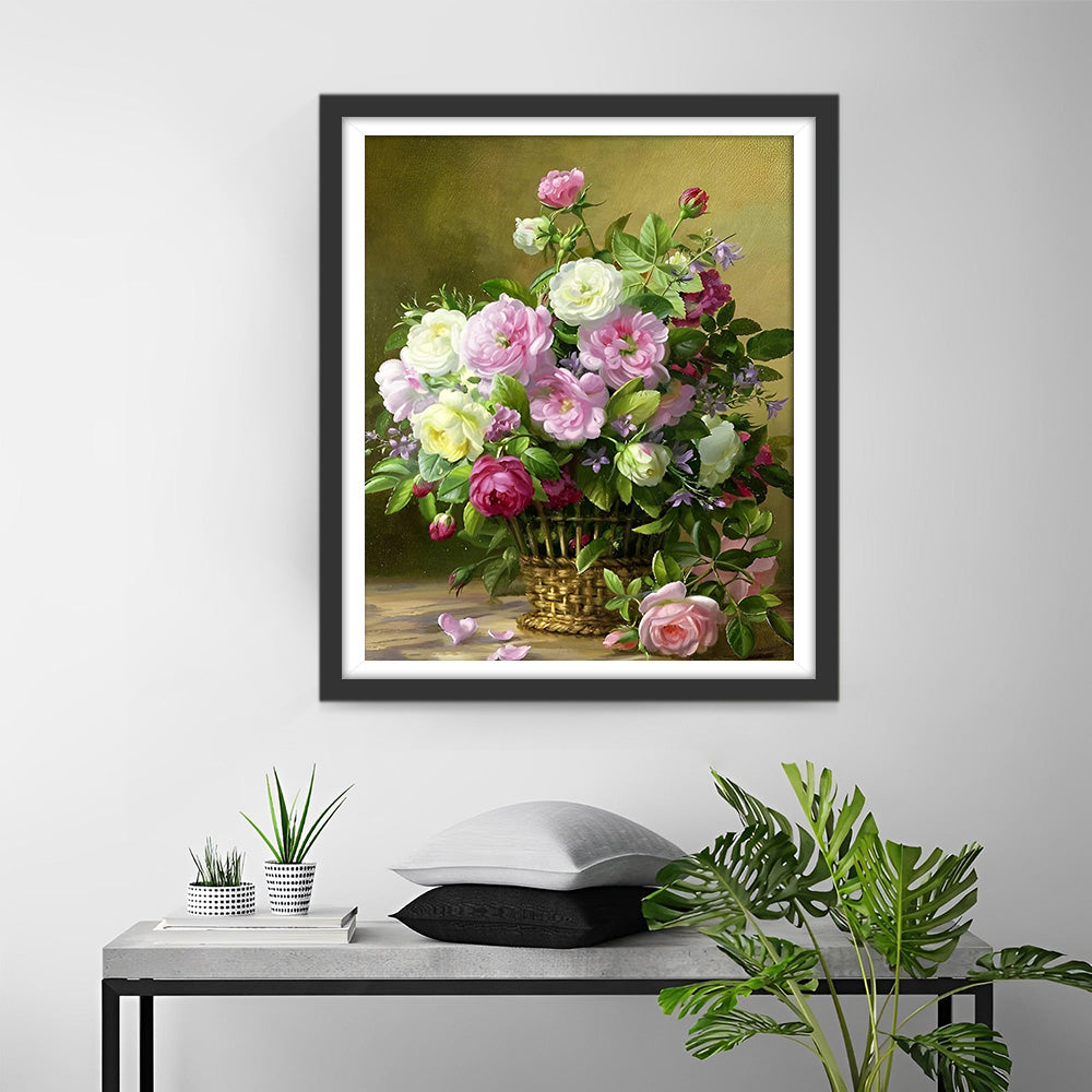 Blumenstrauß im Bambuskorb Diamond Painting