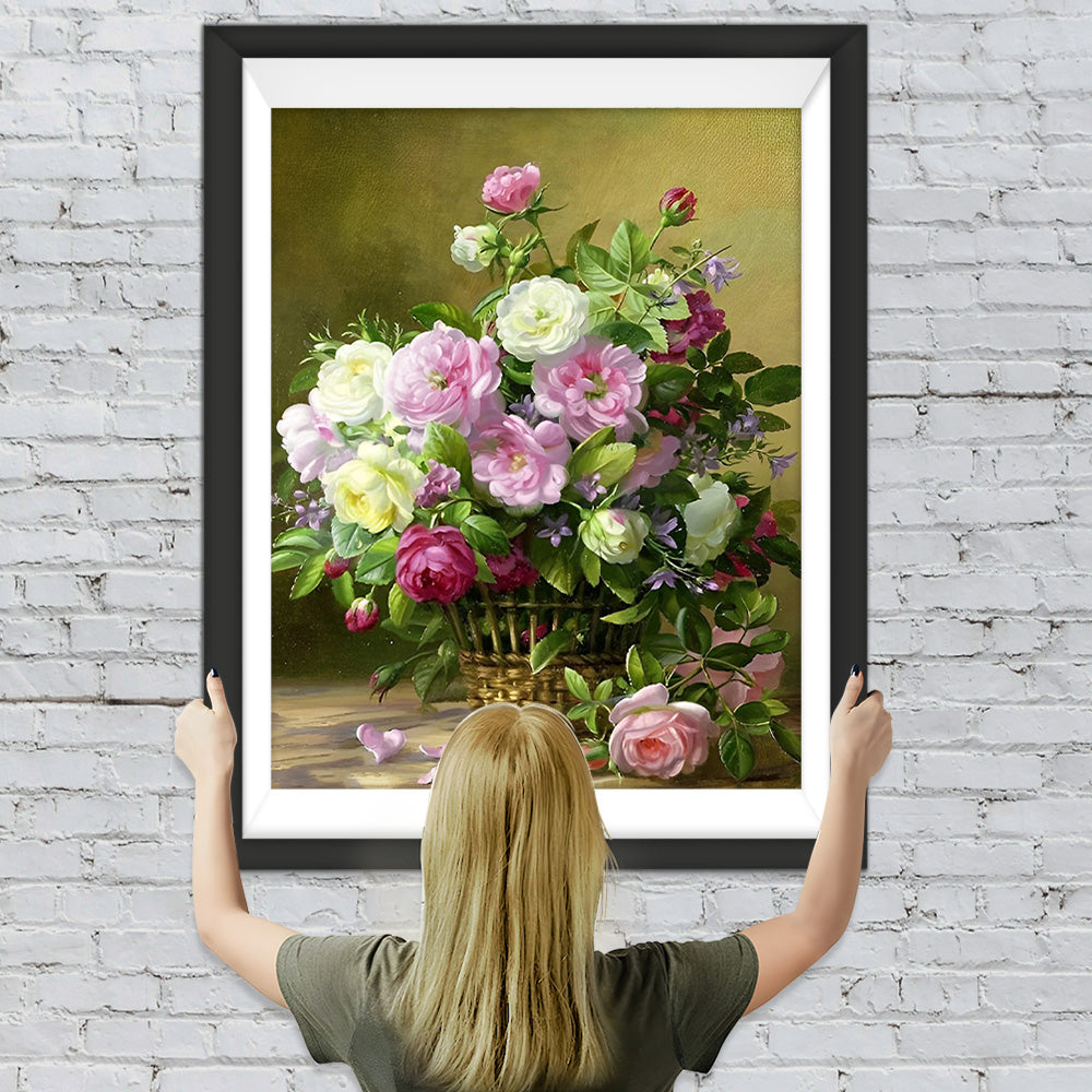 Blumenstrauß im Bambuskorb Diamond Painting