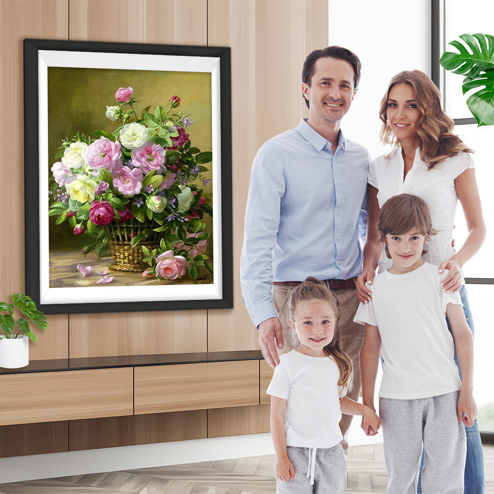 Blumenstrauß im Bambuskorb Diamond Painting