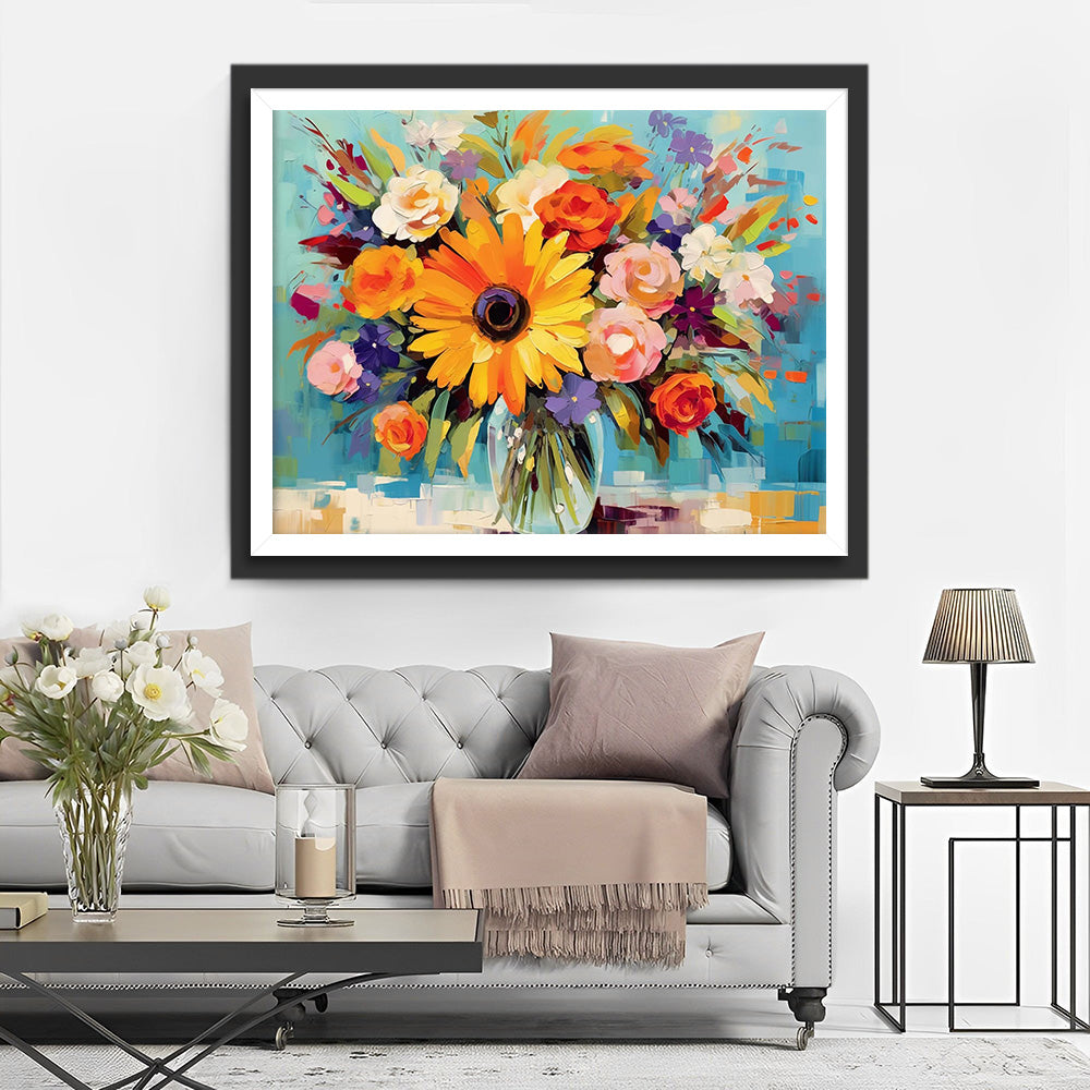 Blumenstrauß in Glasvase Diamond Painting