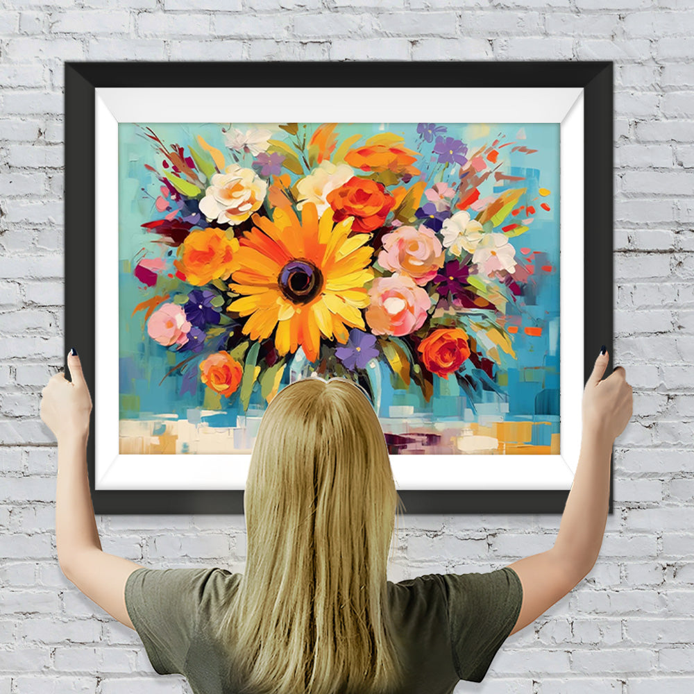 Blumenstrauß in Glasvase Diamond Painting