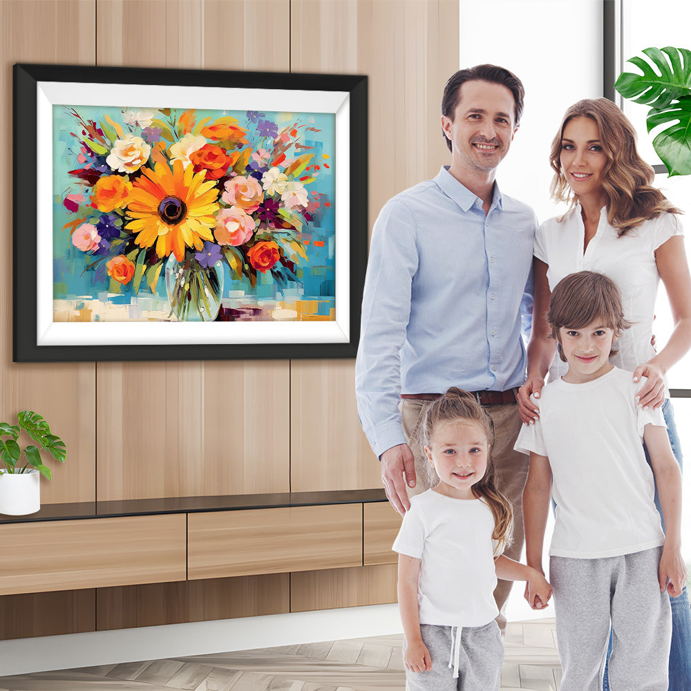 Blumenstrauß in Glasvase Diamond Painting