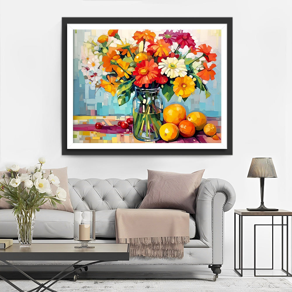 Blumenstrauß mit Früchten Diamond Painting