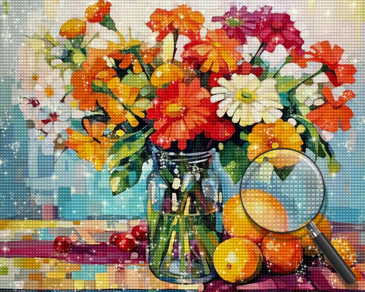 Blumenstrauß mit Früchten Diamond Painting