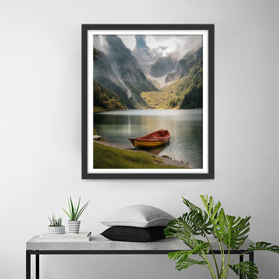 Boot auf dem Bergsee Diamond Painting