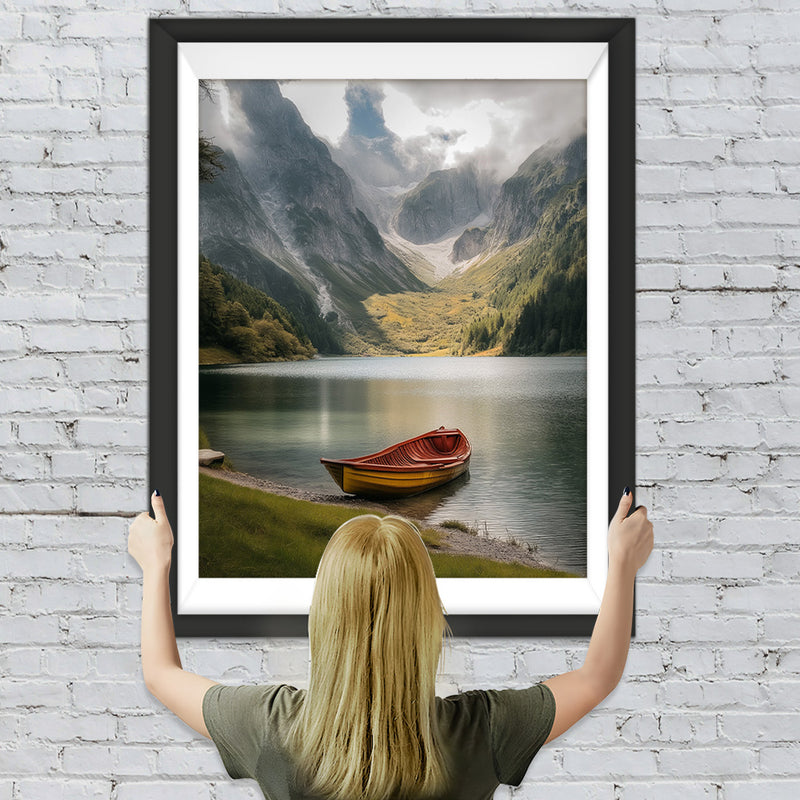 Boot auf dem Bergsee Diamond Painting