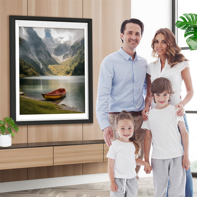 Boot auf dem Bergsee Diamond Painting