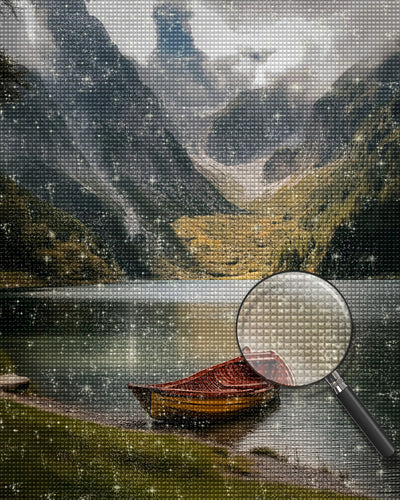 Boot auf dem Bergsee Diamond Painting
