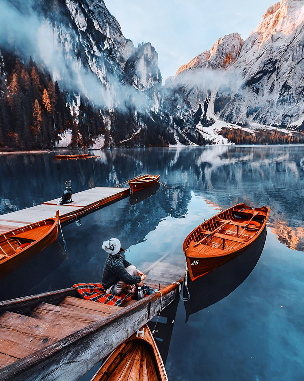 Boot auf dem Bergsee Diamond Painting