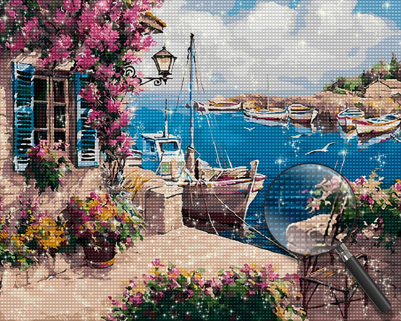 Boot im Hafen Diamond Painting