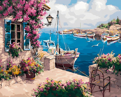 Boot im Hafen Diamond Painting