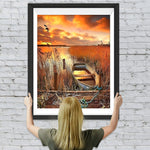 Boot im Schilf am See Diamond Painting