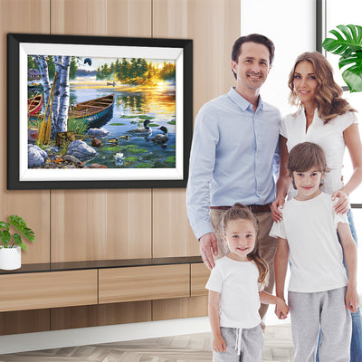 Boot und Enten auf dem Frühlingssee Diamond Painting
