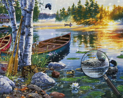 Boot und Enten auf dem Frühlingssee Diamond Painting