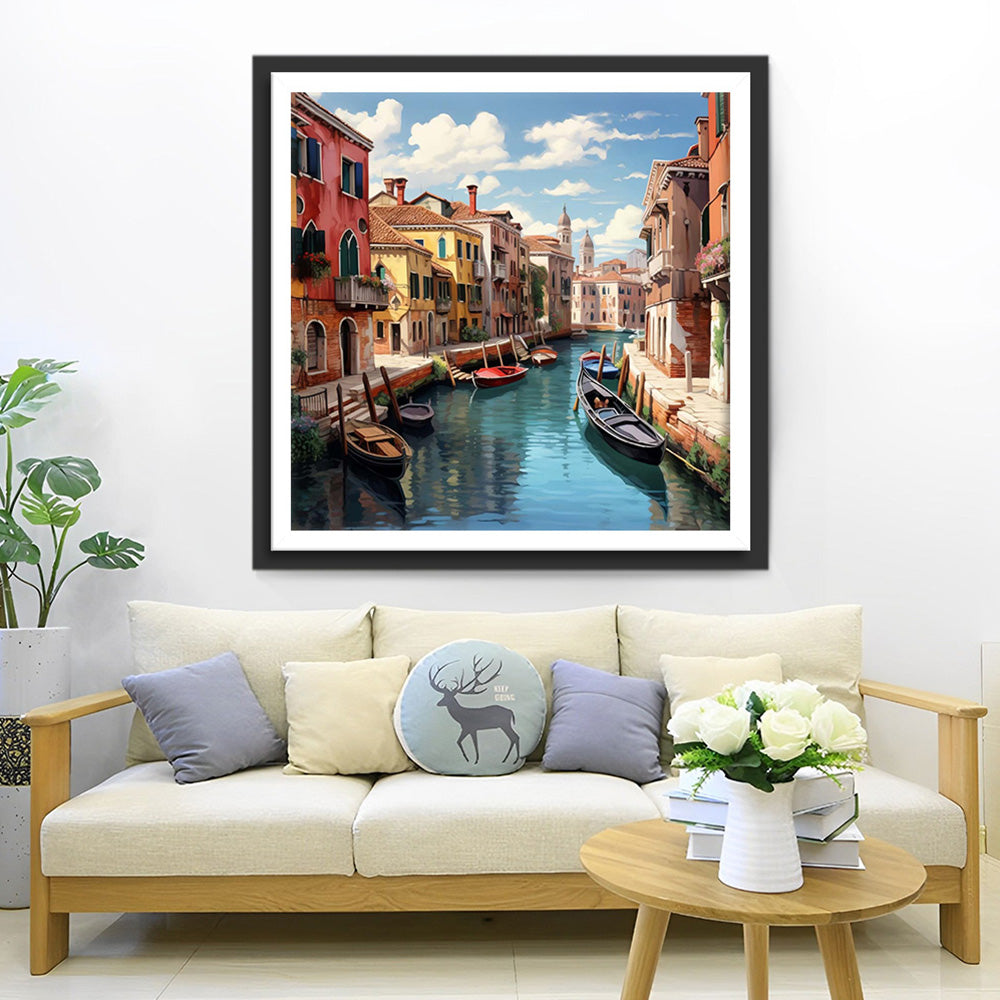 Boote auf dem Fluss in Venedig Diamond Painting