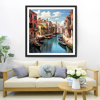 Boote auf dem Fluss in Venedig Diamond Painting