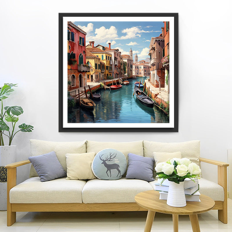 Boote auf dem Fluss in Venedig Diamond Painting