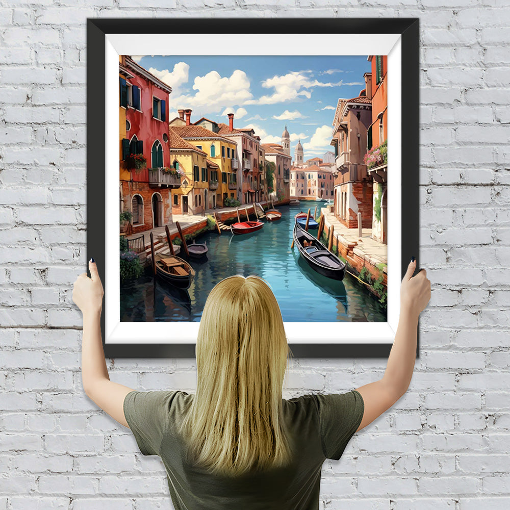 Boote auf dem Fluss in Venedig Diamond Painting