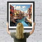 Boote auf dem Fluss in Venedig Diamond Painting