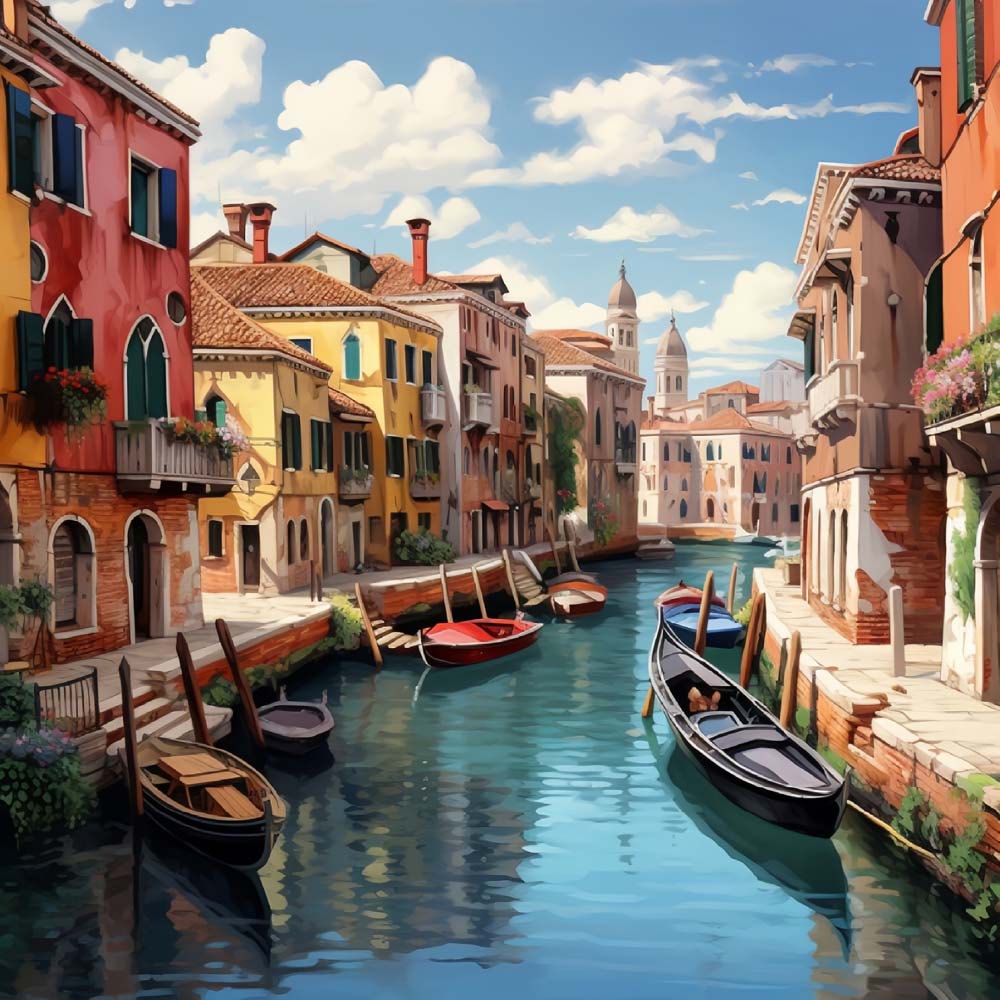 Boote auf dem Fluss in Venedig Diamond Painting