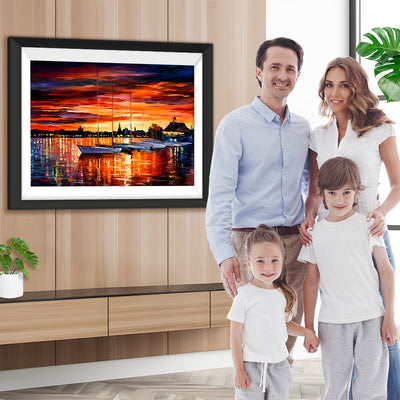 Boote auf dem See in der Abenddämmerung Diamond Painting
