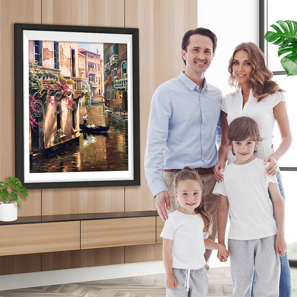 Bootspassagiere auf dem Fluss Venedig Diamond Painting