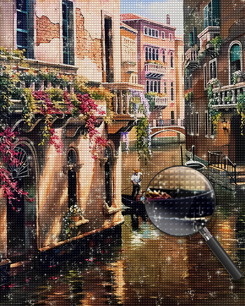 Bootspassagiere auf dem Fluss Venedig Diamond Painting