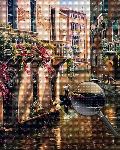 Bootspassagiere auf dem Fluss Venedig Diamond Painting