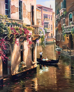 Bootspassagiere auf dem Fluss Venedig Diamond Painting