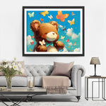 Braunbär und bunte Schmetterlinge Diamond Painting