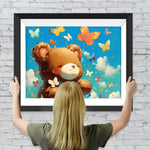 Braunbär und bunte Schmetterlinge Diamond Painting