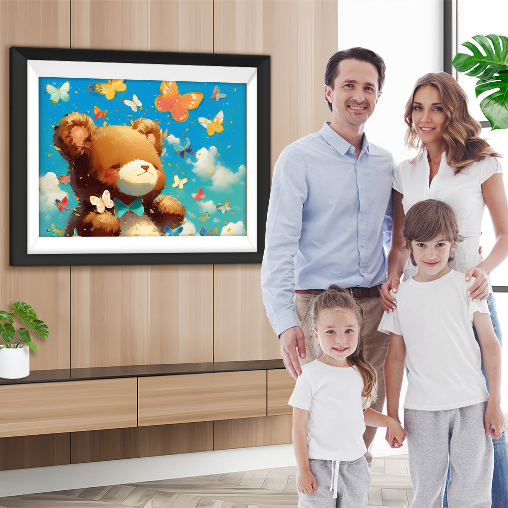 Braunbär und bunte Schmetterlinge Diamond Painting