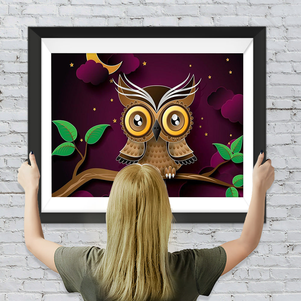 Braune Cartoon-Eule Diamond Painting