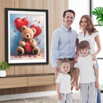 Brauner Bär und rotes Herz Ballons Diamond Painting