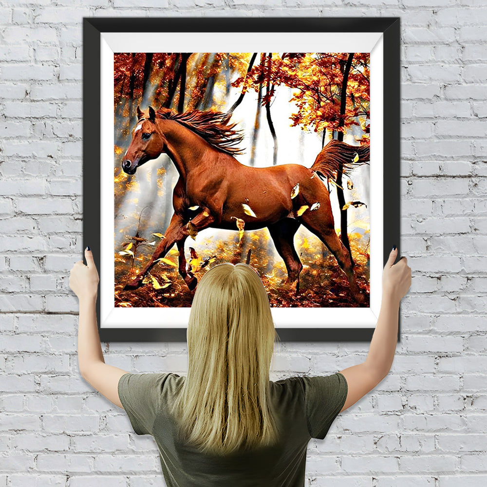 Braunes Pferd im Wald Diamond Painting