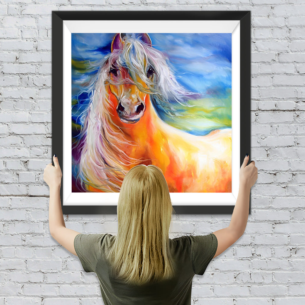 Braunes Pferd mit weißer Mähne Diamond Painting