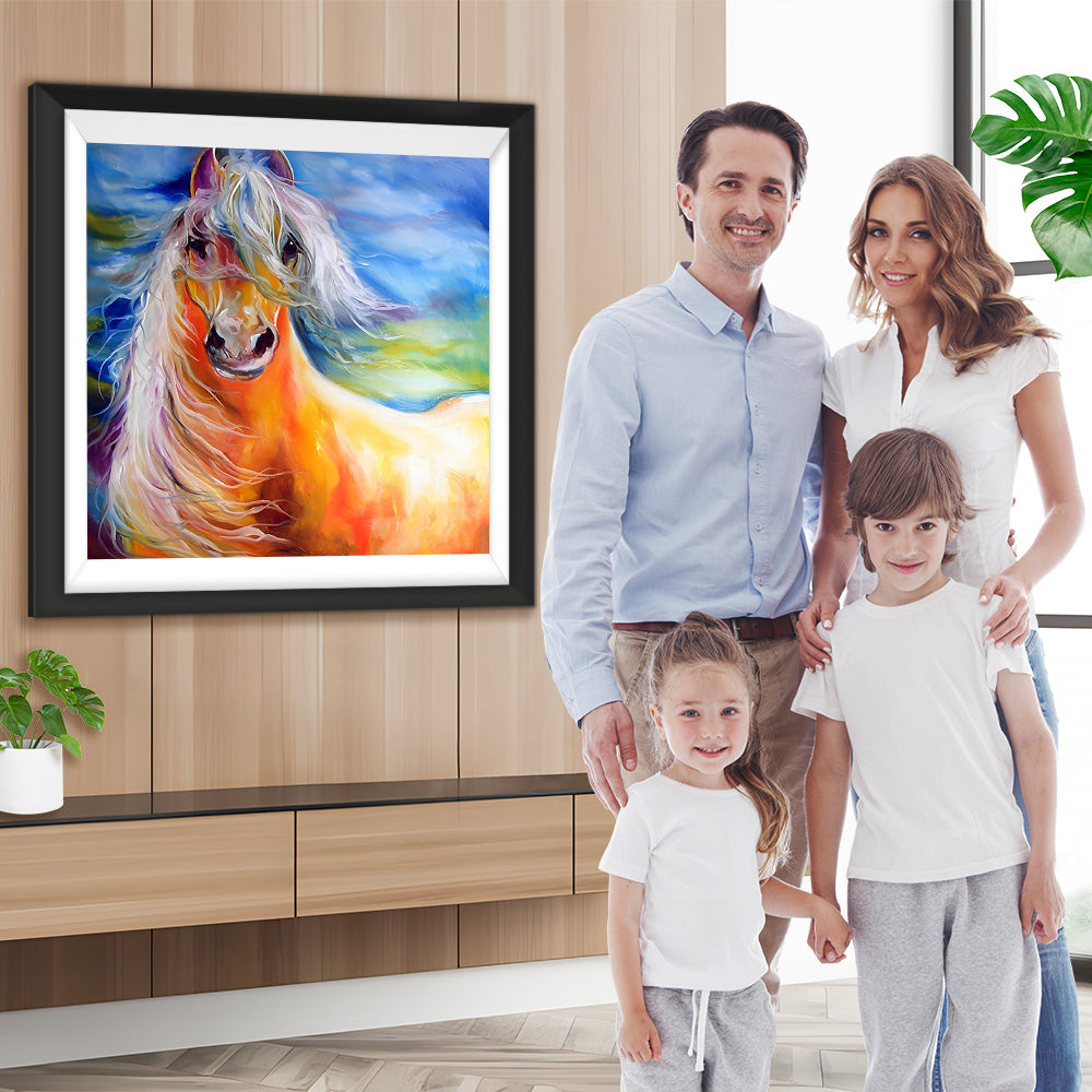 Braunes Pferd mit weißer Mähne Diamond Painting