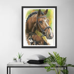 Braunes Pferd springt über Hürden Diamond Painting