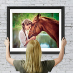 Braunes Pferd und schöne Frau Diamond Painting