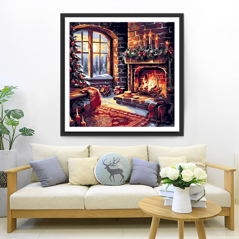 Brennender Weihnachtskamin Diamond Painting