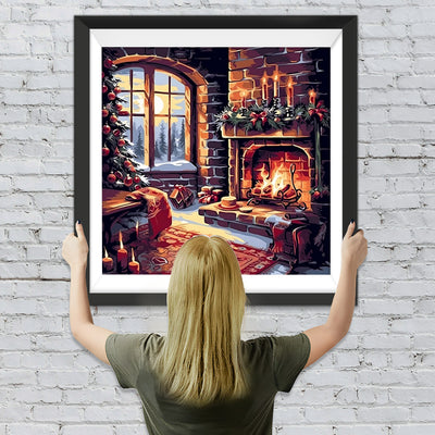 Brennender Weihnachtskamin Diamond Painting