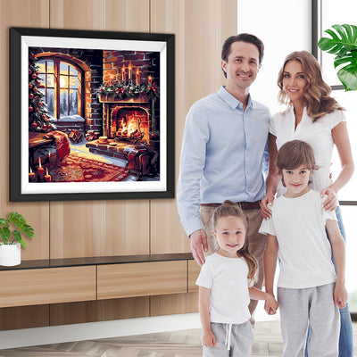 Brennender Weihnachtskamin Diamond Painting