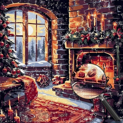 Brennender Weihnachtskamin Diamond Painting