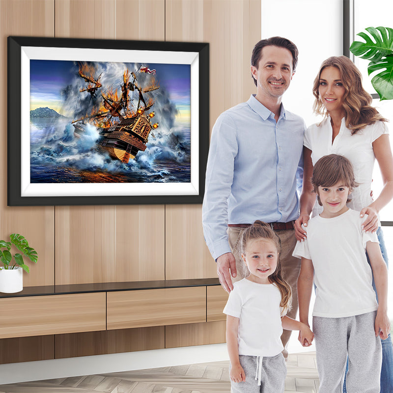 Brennendes Piratenschiff Diamond Painting