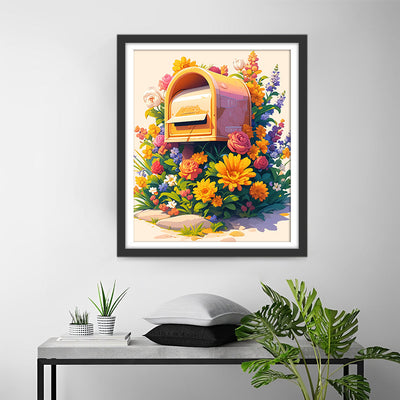 Briefkasten und Blumen Diamond Painting